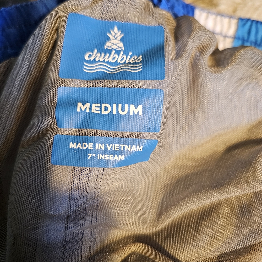Chubbies Mens swim trunks medium 7"  blue stripes pockets lin… - Picture 5 of 5